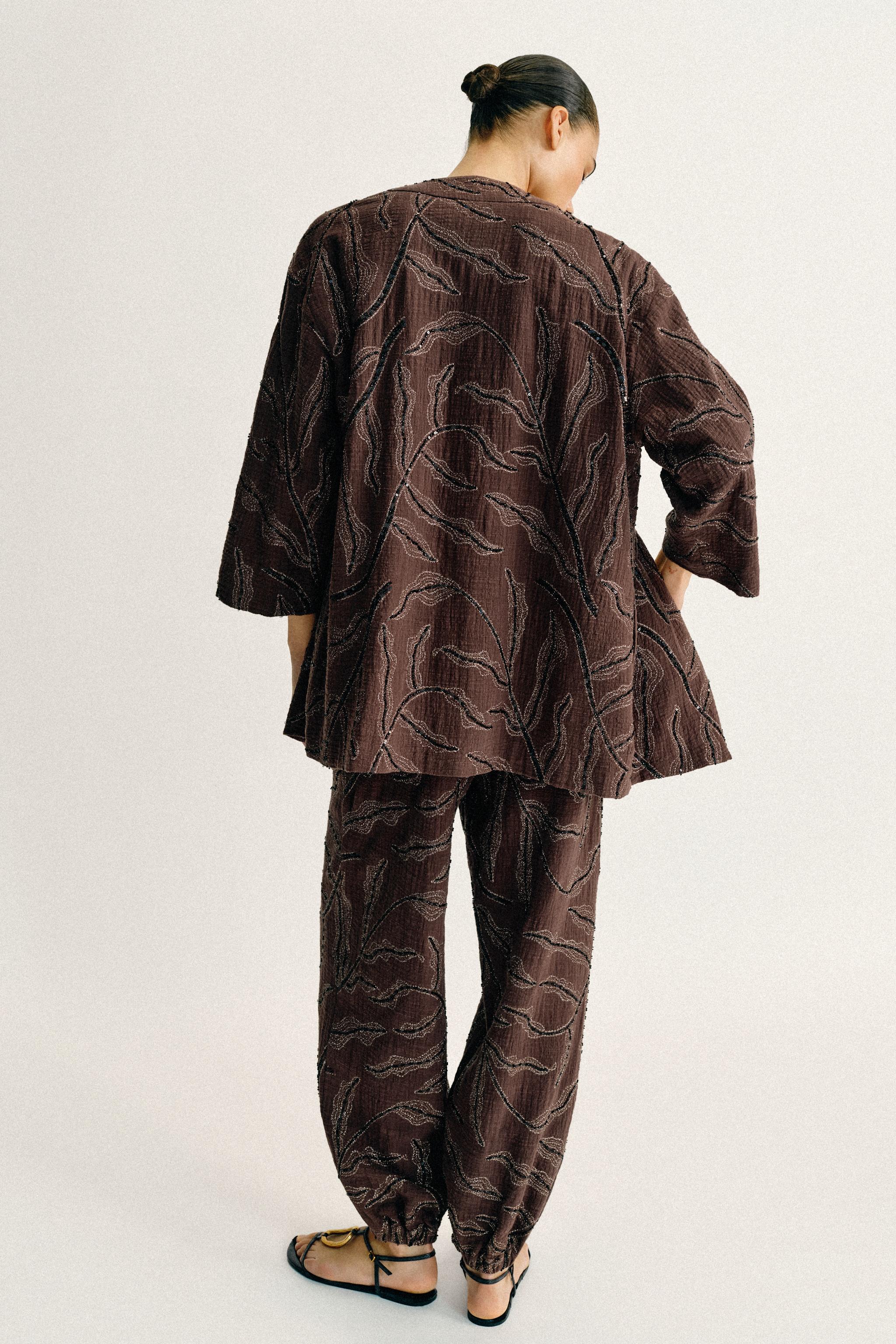SEQUIN METALLIC THREAD KIMONO JACKET